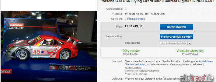 Porsche GT3 RSR Flying Lizard für 249 Euro