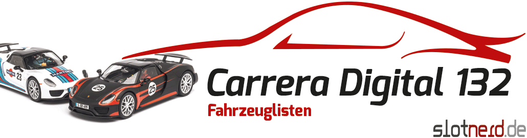 Carrera Digital 132 Fahrzeuglisten