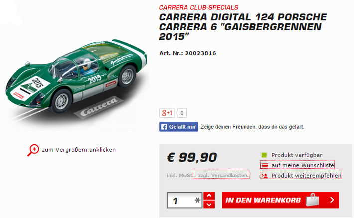 Carrera Gaisbergrennen 2015 Carrera 6 im Shop